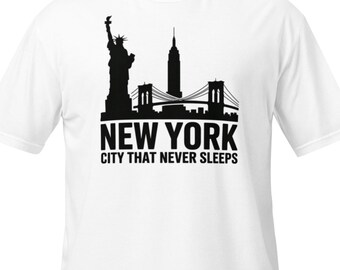 New York T-Shirt Men Women – NYC Skyline Shirt City That Never Sleeps – Urban Streetwear Graphic Tee Gift
