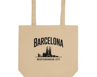 Barcelona Tote Bag, Barcelona Bag, Spain Tote, Skyline Bag, Mediterranean City, Sagrada Familia