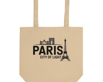 Paris Tote Bag City of Light – Eiffel Tower Bag, Cotton Tote, France Bag, Eco Shopping Bag