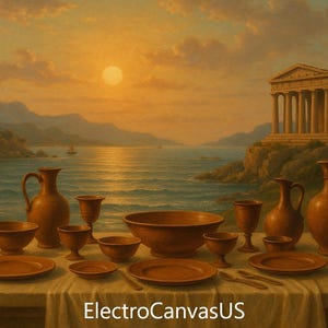 Ancient Greek Coastline Surrealist Landscape | Digital Download Wall Art | Empty Feast | Greek Mythology Inspired Printable Art