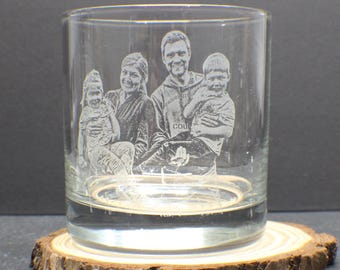 Photo Engraved Whiskey Glass | Custom Laser Etched Picture Gift