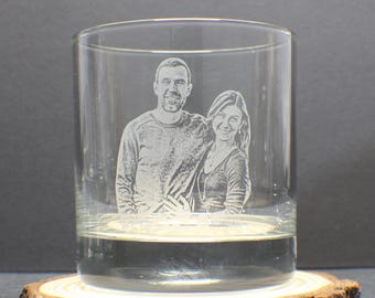 Personalized Photo Engraved Whiskey Glass | Custom Laser Etched Gift