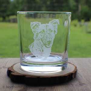 Custom Pet Portrait Whiskey Glass: Engraved Dog Dad Gift