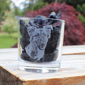 Custom Dog Portrait Whiskey Glass: Personalized Pet Memorial Gift