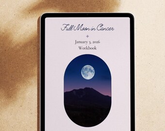 Cuaderno de ejercicios de Luna Llena en Cáncer / Diario astrológico en PDF / Guía ritual lunar / 3 de enero de 2026 / Luna en Cáncer / Sanación emocional