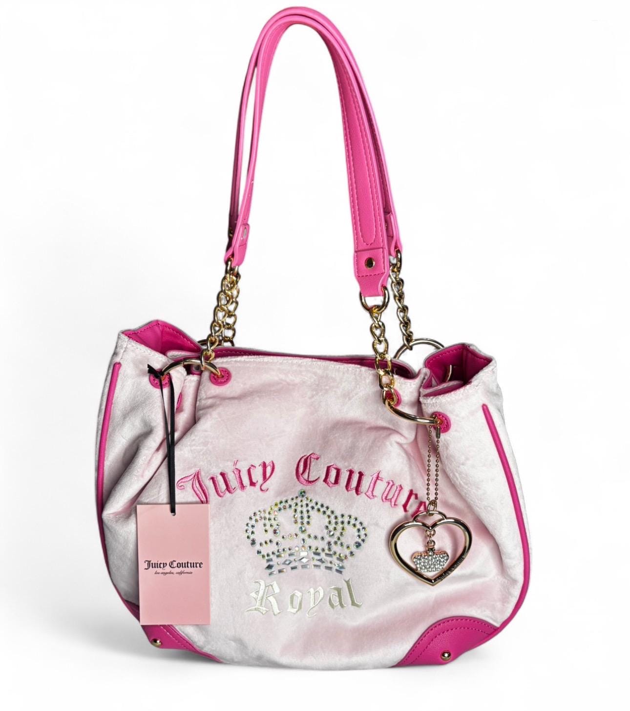 y2k❤️ 00s JUICY COUTURE テリア ロゴ ベロア ハンドバッグ