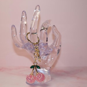 Sparkle Cherry Rhinestone Keychain: Coquette Purse Charm