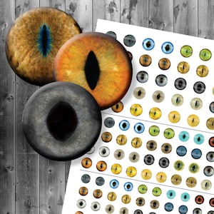 Chat réaliste les yeux - feuille de Collage numérique - imprimable Cat Eyes - 12mm 14mm 16mm inclus - plusieurs tailles