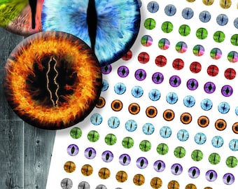 20mm Fairy Tale Dragon Eyes - Digital Collage Sheet - Printable Fantasy Eyes - Circle Images