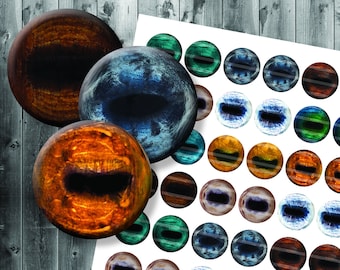 Realistic Horse Eyes Printable Digital Collage Sheet Eye Images - Make Animal Cabochons DIY Paper Crafts Three Sizes: 6mm 8mm 10mm