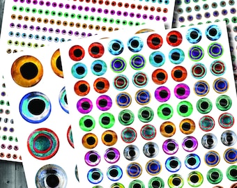 Ojos de pescado tropical realistas de colores brillantes Hoja de collage digital Cabochon Lure Bait DIY Paper Crafts 6mm 8mm 10mm 12mm 14mm 16mm 18mm