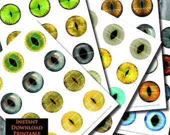 Huge 50mm Realistic Cat Eyes - Digital Collage Sheet - Printable Cat Eyes - Animal Eye Images - Make Eye Cabochons - Taxidermy Eye Art