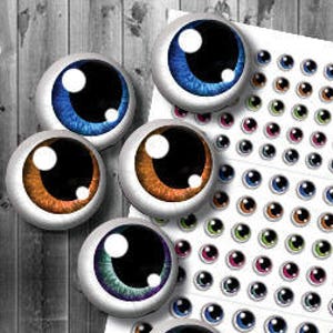 Anime Eyes Printable Instant Download - Digital Collage Sheet - 10mm, 12mm, 14mm - 3 Sizes Included