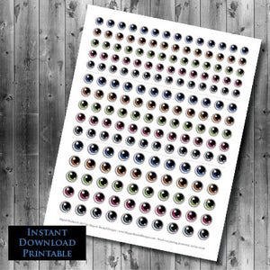 Anime Eyes Printable Instant Download Digital Collage Sheet 4mm, 6mm, 8mm 3 Sizes Included image 1
