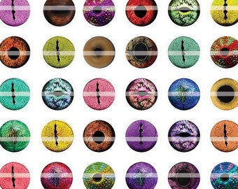 10mm Animal Eyes Images Digital Collage Sheet for Jewelry Making Taxidermy Sculptures or Scrapboooking