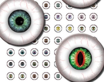 16mm Eye Whites Printout Collage Sheet of 11 Designs for Cabochon and Jewelry Making or Scrapbooking