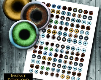 Realistic Dog Eyes - Digital Collage Sheet - Printable Life Like Animal Eye Images - 14mm and 15mm Included - Two Sizes