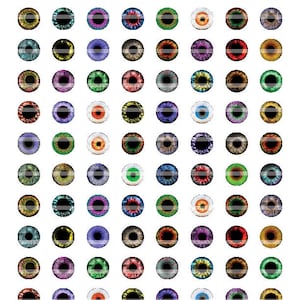 10mm Eyes Printout Collage Sheet of 42 Designs for Cabochon and Jewelry Making or Scrapbooking image 2