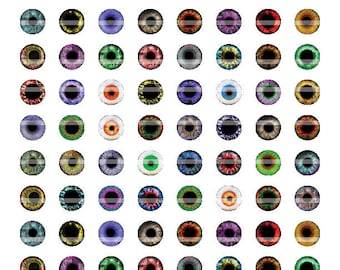 6mm Eyes Printout Collage Sheet of 42 Designs for Cabochon and Jewelry Making or Scrapbooking
