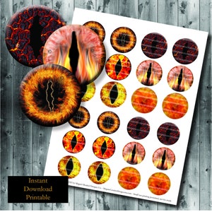 Vlammend Vuur Draak Fantasie Ogen Digitale Collage vellen Cabochon Het maken van Lava Vlammen DIY Art Paper Crafts 20mm 25mm 30mm 35mm 40mm