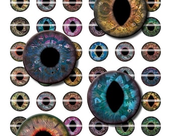 25mm Steampunk Eyes Digital Collage Sheet for DIY Jewelry Making Sculptures or Scrapboooking