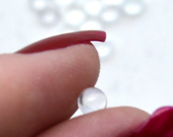 4mm Clear Glass Cabochons Small Tiny Transparent Jewelry or Sculpture Making Bezels - Make Your Own DIY Little Glass Doll Eyes Crafts