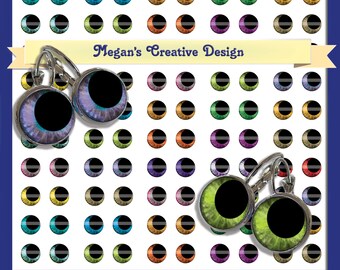 10mm Off Center Eyes Digital Collage Sheet for Making Glass Eyes for Jewelry Taxidermy or Sculptures