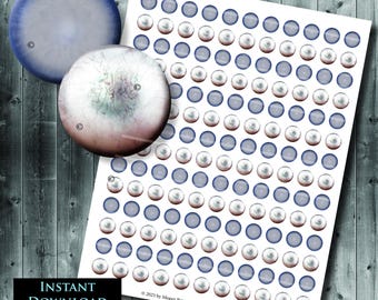 14mm Misty Zombie Eyes Horror Digital Collage Sheet Instant Download Printable Eye Images