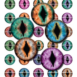 30mm kleurrijke Dragon ogen digitale Collage Sheet - Maak je eigen Cabochons voor sieraden maken beelden of Scrapboooking