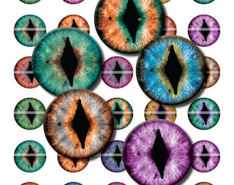 30mm Colorful Dragon Eyes Digital Collage Sheet - Make your Own Cabochons for Jewelry Making Sculptures or Scrapboooking