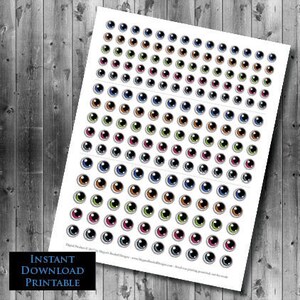 Anime Eyes Printable Instant Download Digital Collage Sheet 10mm, 12mm, 14mm 3 Sizes Included image 2