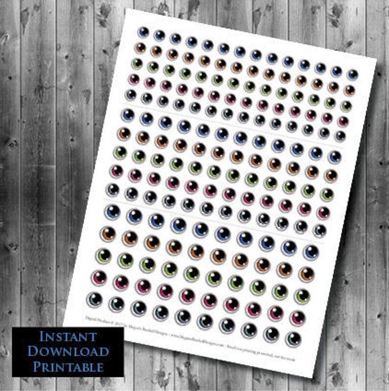 Anime Eyes Printable Instant Download Digital Collage Sheet 10mm, 12mm, 14mm 3 Sizes Included image 2