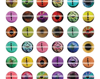 16mm Animal Eyes Images Digital Collage Sheet for Jewelry Making Taxidermy Sculptures or Scrapboooking