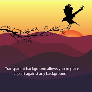 Puede incluir: Silueta de un p&aacute;jaro volando sobre una cordillera al atardecer. El cielo es un degradado de amarillo, naranja y rojo. Las monta&ntilde;as son un degradado de morado, rosa y marr&oacute;n.