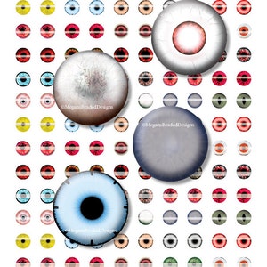 12mm Zombie Eyes Horror Digital Collage Sheet Instant Download printable Eye Images image 2