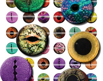 25mm Animal Eyes Images Digital Collage Sheet for Jewelry Making Taxidermy Sculptures or Scrapboooking