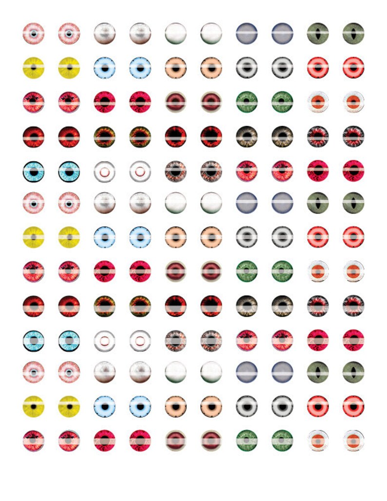 12mm Zombie Eyes Horror Digital Collage Sheet Instant Download printable Eye Images image 4