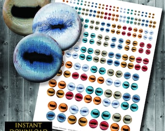 Realistic Goat Eyes - Digital Collage Sheet - Sizes: 4mm 6mm 8mm 10mm 12mm 14mm 16mm 18mm 20mm 22mm 25mm 30mm 32mm 35mm 40mm Printable