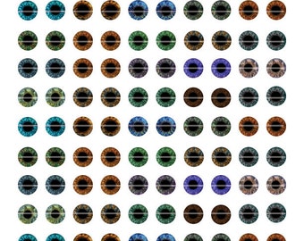 4mm Realistic Human Eyes Printout Collage Sheet of Eye Designs for Cabochon and Jewelry Making or Scrapbooking