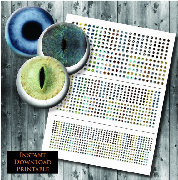 Realistic Cat and Dog Eyes with Whites Scleras- Digital Collage Sheet - Tiny Printable Cat and Dog Eyes - 3mm 4mm 5mm Sizes Included