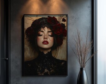 Gotische muurposter • Portret in Victoriaanse stijl • Sfeervol decor (niet ingelijste poster)