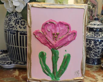 Textured Spring Tulip Painting on Canvas (6x8)
