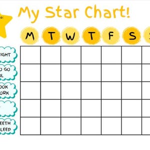 Tableau des récompenses imprimable / Carte du ciel pour enfants I Modèle sur toile modifiable