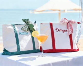 Custom Canvas Tote Bag, Embroidered Beach Handbags, Bridesmaid Gift