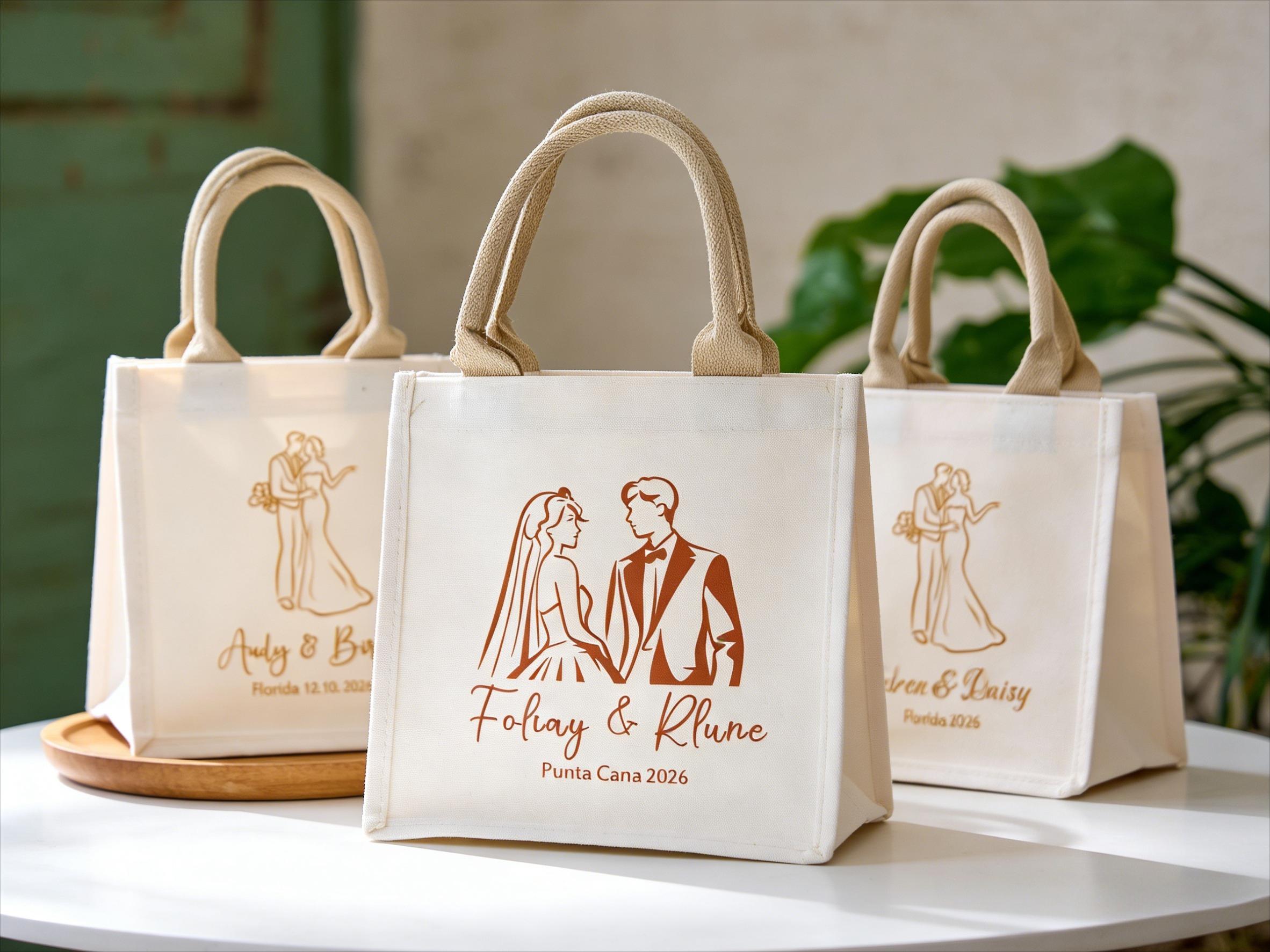 Wedding Favor Tote Bag | Custom Canvas Gift Bag | Wedding Guest Gift ...