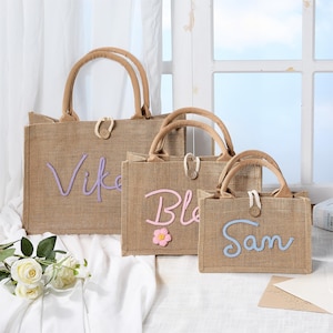 Personalized Bridesmaid Tote Bags,Burlap Bag, Bridesmaid Proposal Gift Bag, Bachelorette Party Bag, Beach Tote Bag, Bridal Shower Bag, Gift