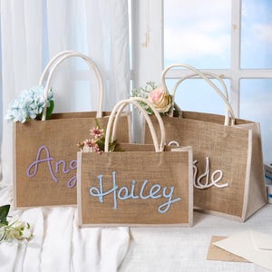 Personalisierte Sackleinen Brautjungfer Einkaufstasche, Hochzeitsgeschenk