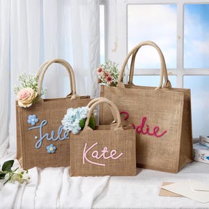 Personalized Bridesmaid Tote Bags,Beach Tote Bag,Custom Burlap Gift Bag,Bachelorette Party Bag,Bridesmaid Proposal Gift,Wedding Gift Bag