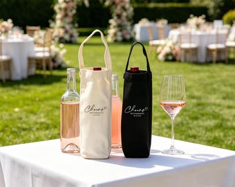 Personalized Canvas Wine Tote, Two-Bottle Carrier, Reusable Bag