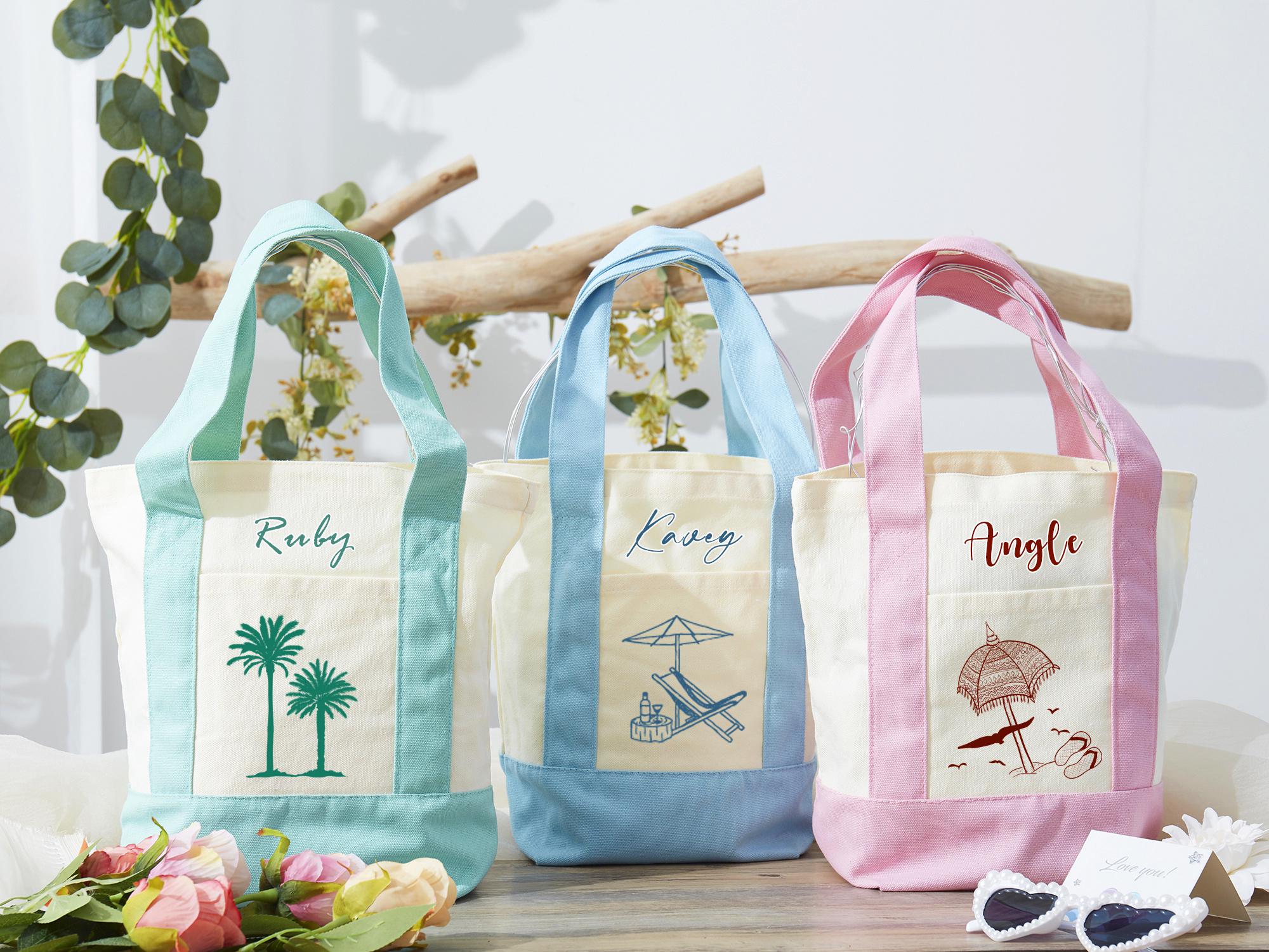 Custom Tote Bag,Coastal Doodle Tote Bag,Personalized Beach Handbag,Bridesmaid Gift Bag,Bridal Shower Favor,Canvas Tote Bag,Bachelorette Bag